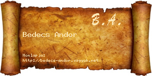 Bedecs Andor névjegykártya